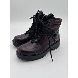 Ugg Tioga Hiker Boots Burgundy Lug Sole Combat Biker Emo Barely Worn Women’s 6.5